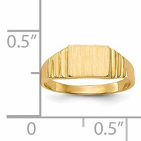 14K Yellow Gold Satin 6.5x5.2mm Closed Back Rectangular Signet Ring - Size 2.25 view 5