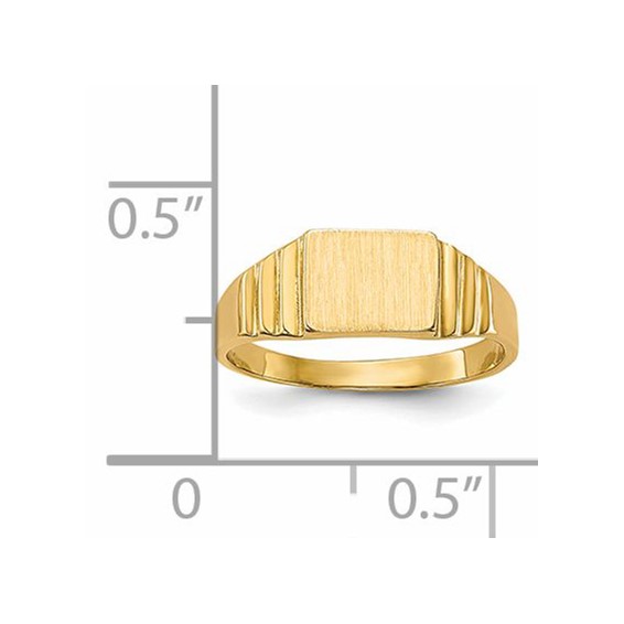 14K Satin 6.5x5.2mm Closed Back Size 2.25 Baby Rectangular Signet Ring