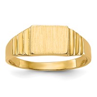 14K Yellow Gold Satin 6.5x5.2mm Closed Back Rectangular Signet Ring - Size 2.25 view 1