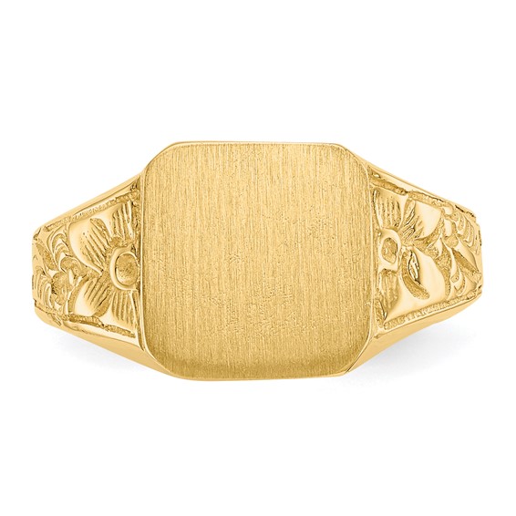 14K Polished 8.0x8.25mm Closed Back Size 3.5 Childs Square Signet Ring