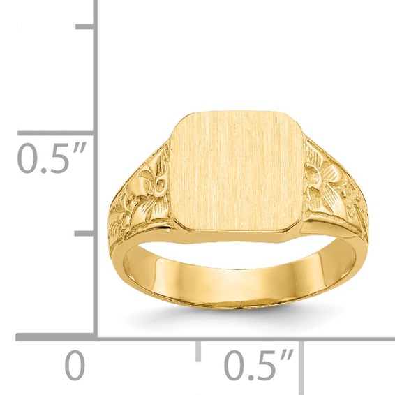 14K Polished 8.0x8.25mm Closed Back Size 3.5 Childs Square Signet Ring