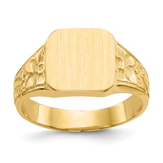 14K Polished 8.0x8.25mm Closed Back Size 3.5 Childs Square Signet Ring