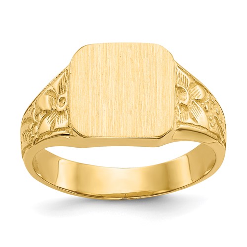 14K Yellow Gold Polished 8.0x 8.25mm Closed Back Square Signet Ring, Size 3.5
