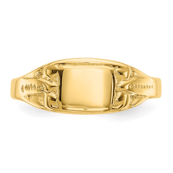 14K Polished 6.25x4.0mm Closed Back Size 3.25 Baby Rectangular Signet Ring