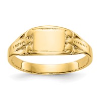 14K Yellow Gold Polished 6.25x4.0mm Closed Back Rectangular Signet Ring - Size 3.25 view 1