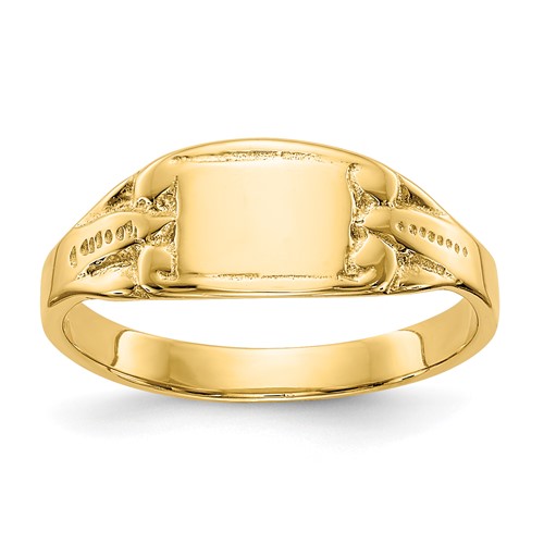 14K Yellow Gold Polished 6.25x 4.0mm Closed Back Rectangular Signet Ring, Size 3.25