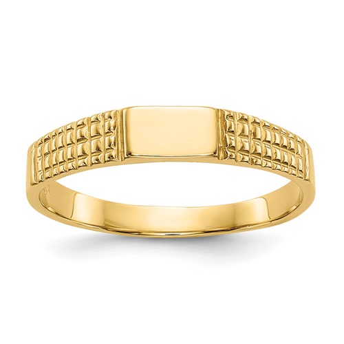 14K Yellow Gold Polished 4.5x 3.0mm Closed Back Rectangular Signet Ring, Size 3.25