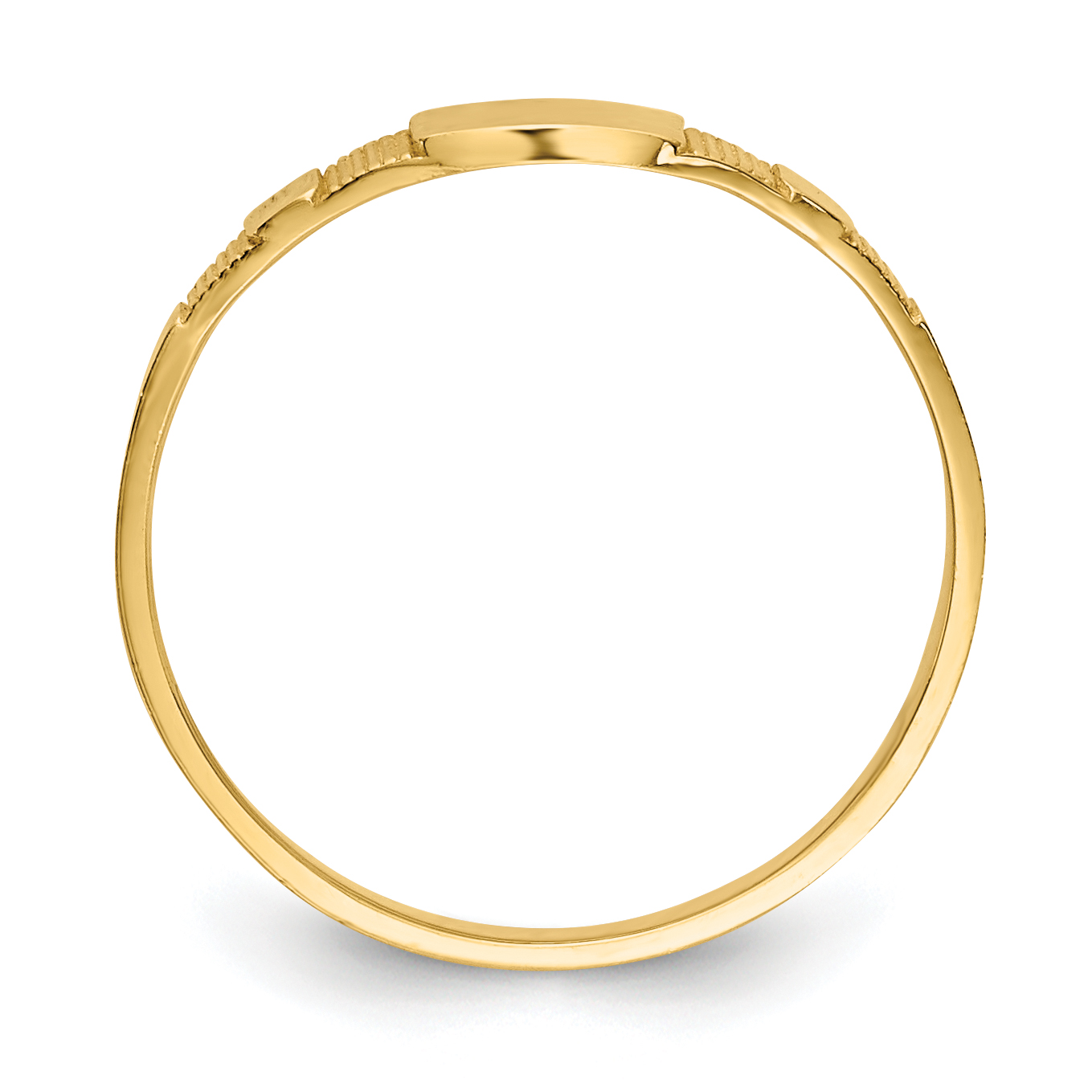 Anillo de sello cuadrado pulido 14K para bebé R526 - Imagen 2 de 8