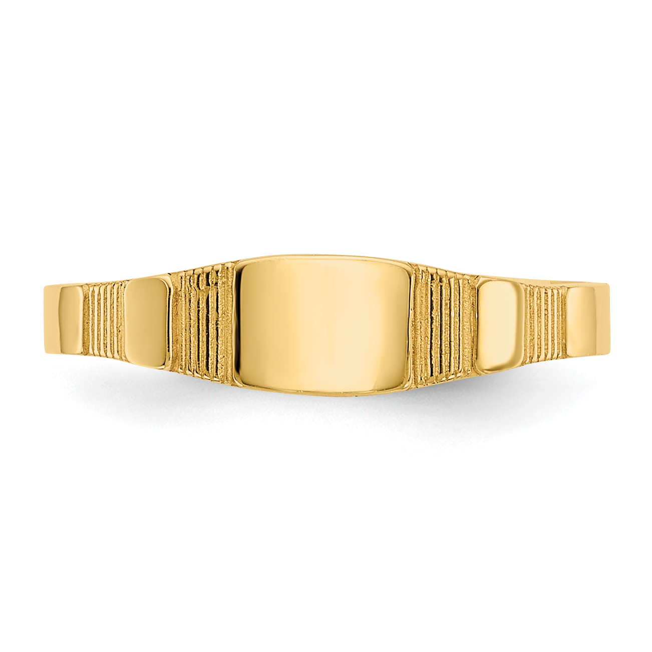 Anillo de sello cuadrado pulido 14K para bebé R526 - Imagen 5 de 8