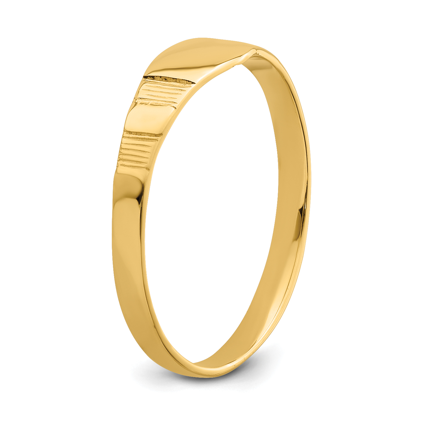 Anillo de sello cuadrado pulido 14K para bebé R526 - Imagen 7 de 8