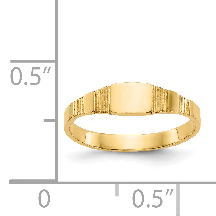 Anillo de sello cuadrado pulido 14K para bebé R526 - Imagen 3 de 8