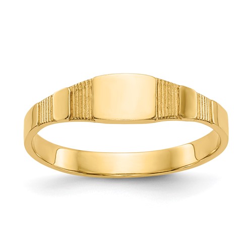 14K Yellow Gold Polished 4.5x 3.5mm Closed Back Square Signet Ring, Size 1.75