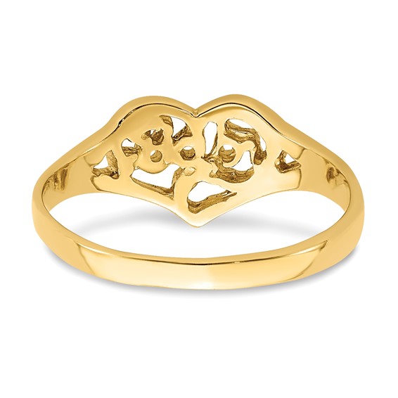 14K Cut-out BABY Heart Size 2.25 Baby / Childs Ring