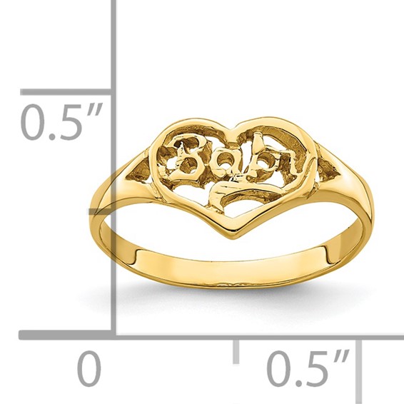 14K Cut-out BABY Heart Size 2.25 Baby / Childs Ring