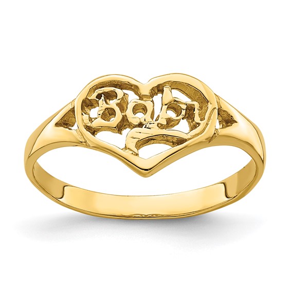 14K Cut-out BABY Heart Size 2.25 Baby / Childs Ring