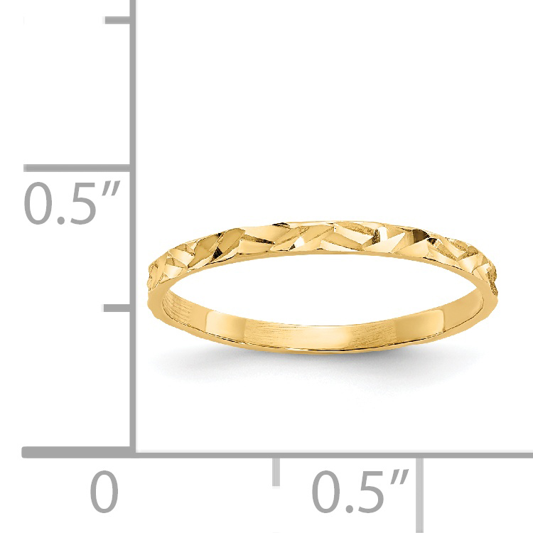 14K diamantgeschliffenes Zickzack-Designband Kinderring R533 - Bild 3 von 6