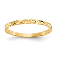14K 1mm Yellow Gold Diamond-cut Zig-Zag Design Flat Band Ring, Size 3 view 1
