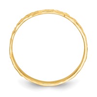 14K 1mm Yellow Gold Diamond-cut Design Flat Band Ring - Size 3 view 2