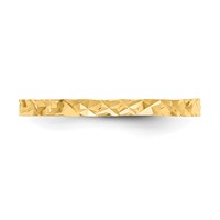 14K 1mm Yellow Gold Diamond-cut Design Flat Band Ring - Size 3 view 4