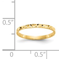 14K 1mm Yellow Gold Diamond-cut Design Flat Band Ring - Size 3 view 3