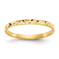 14K 1mm Yellow Gold Diamond-cut Design Flat Band Ring - Size 3 view 1