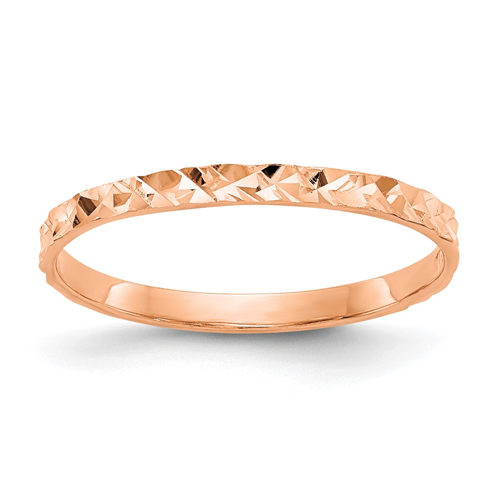 14K Rose Gold Diamond-cut Design Band Childs Ring (R534R)