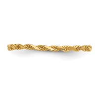 14K Yellow Gold Diamond-cut Textured Rope Band Ring view 3