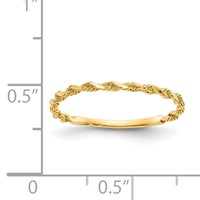 14K Yellow Gold Diamond-cut Textured Rope Band Ring view 2