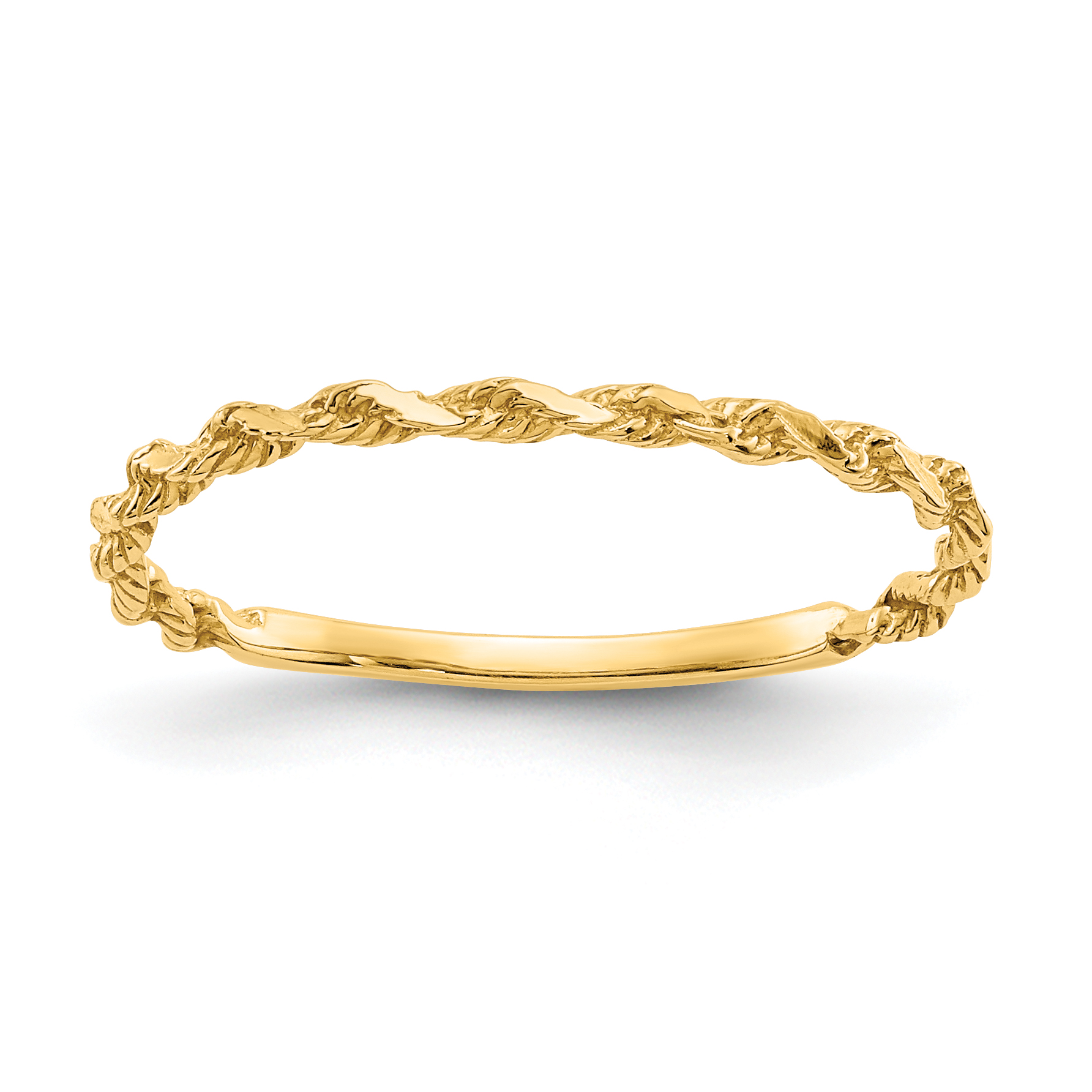 14K Diamond-cut Textured Rope Band Ring (R543)