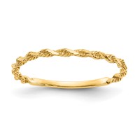 14K Yellow Gold Diamond-cut Textured Rope Band Ring view 1