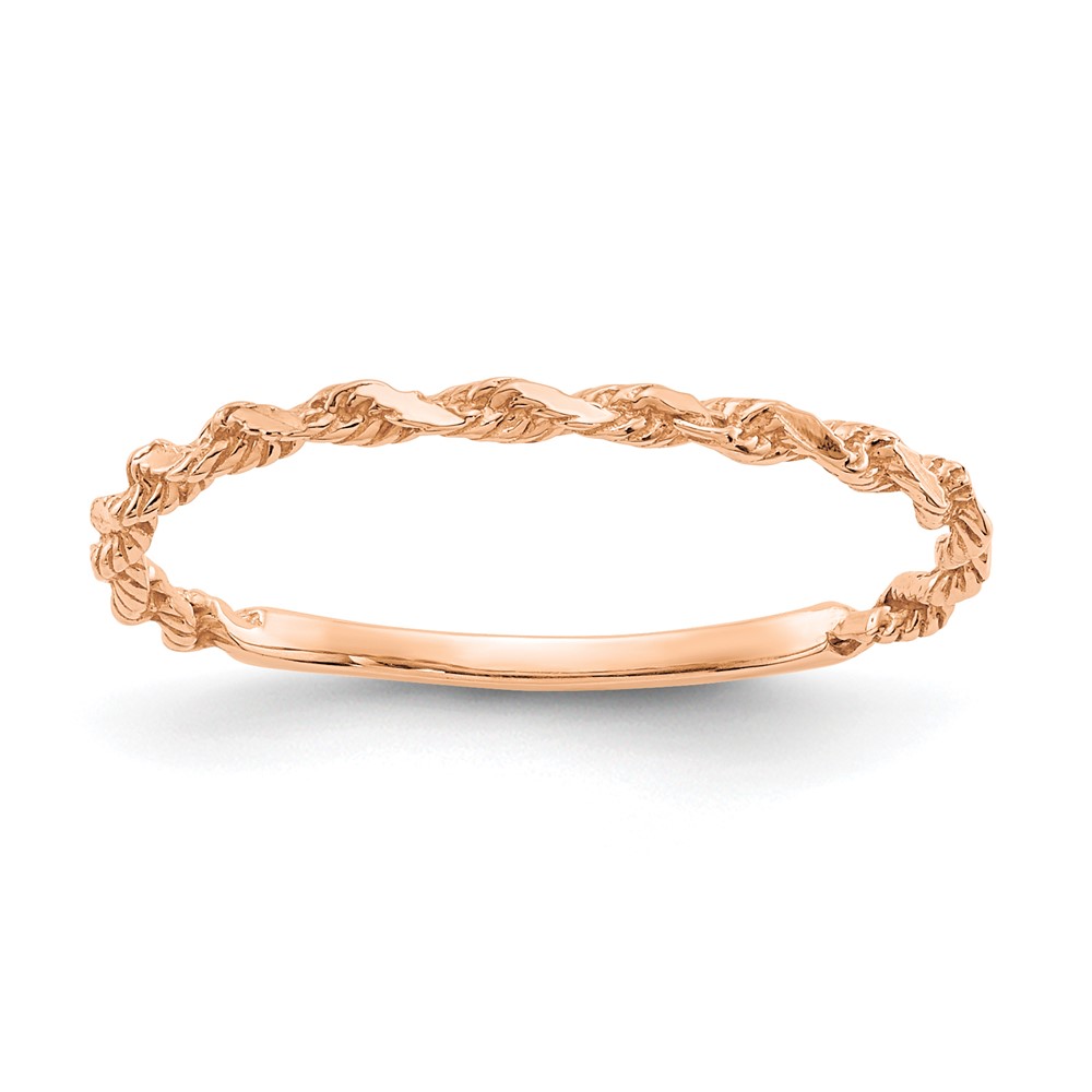 14K Rose Gold Diamond-cut Textured Rope Band Ring (R543R)