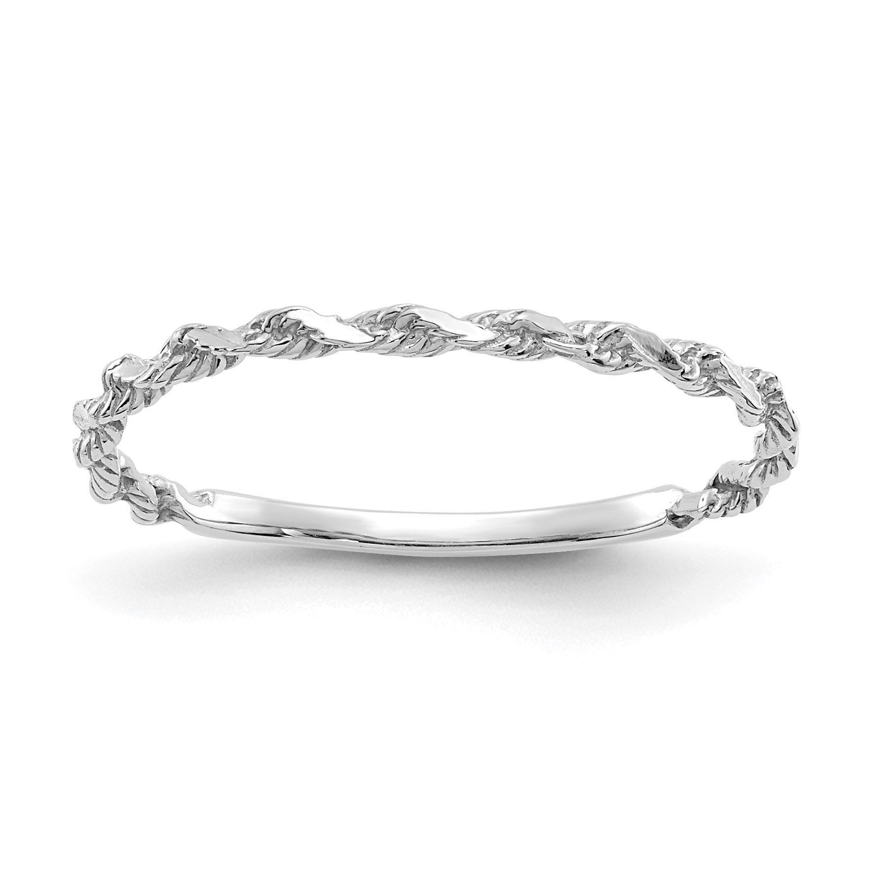 14KW Diamond-cut Textured Rope Band Ring (R543W)