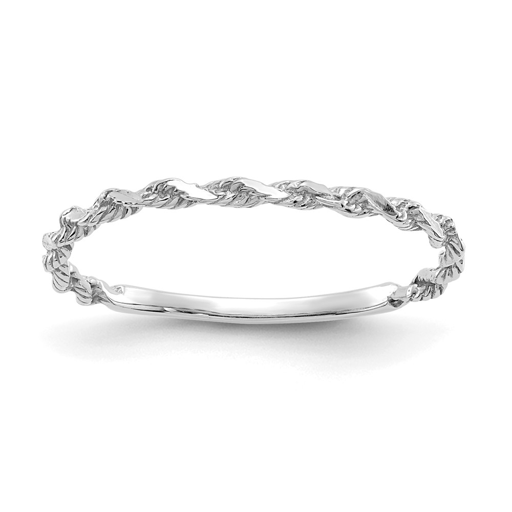 14KW Diamond-cut Textured Rope Band Ring (R543W)