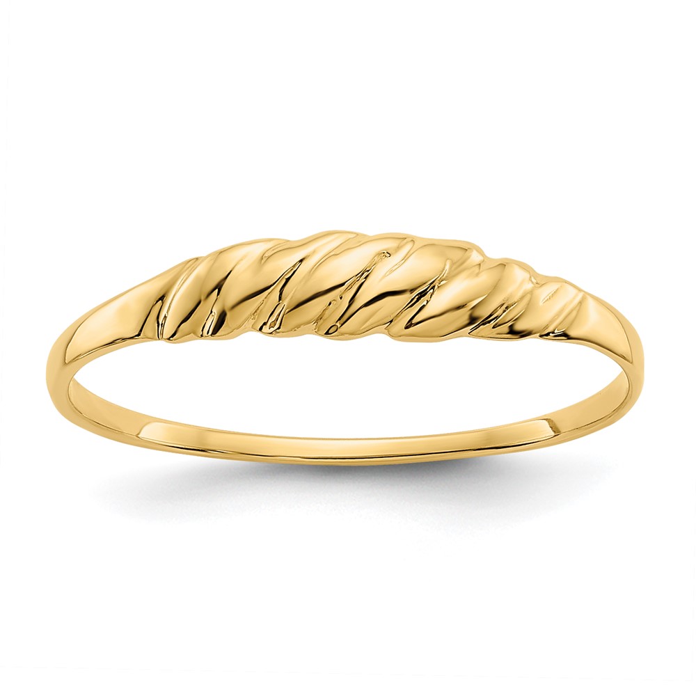 14K Textured Ridged Dome Ring