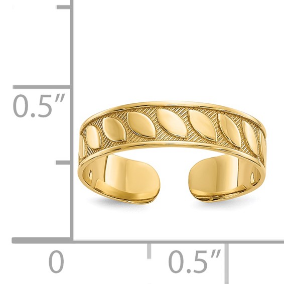 14k 4mm Leaf Design Toe Ring