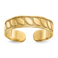 14K 4mm Yellow Gold Leaf Design Toe Ring view 1