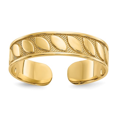 14K 4mm Yellow Gold Leaf Design Toe Ring