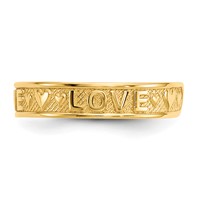 14K Yellow Gold Polished Love and Hearts Toe Ring view 4
