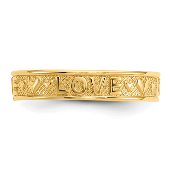 Gold Polished Love Toe Ring