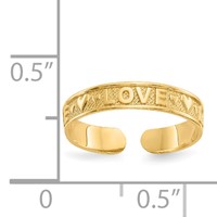 14K Yellow Gold Polished Love and Hearts Toe Ring view 3