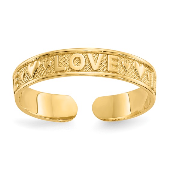 Gold Polished Love Toe Ring