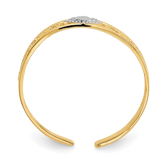 14k and White Rhodium Diamond-Cut Toe Ring