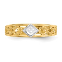 14K and White Rhodium Diamond-Cut Toe Ring view 5