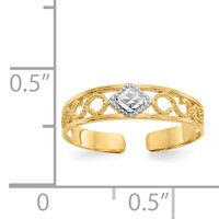 14K and White Rhodium Diamond-Cut Toe Ring view 3