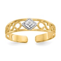14K and White Rhodium Diamond-Cut Toe Ring view 1