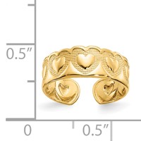 14K Yellow Gold Heart Toe Ring view 3