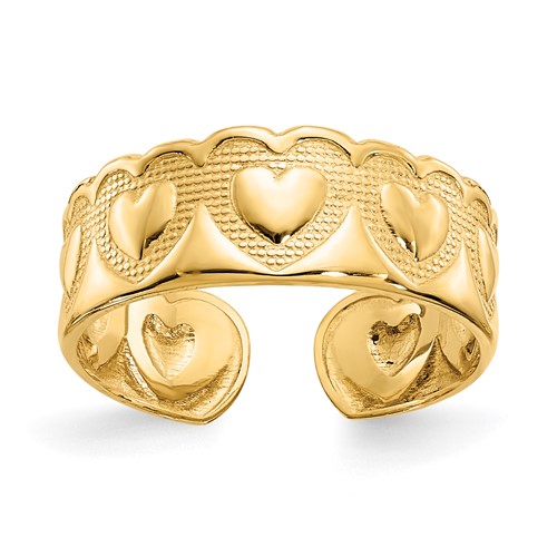14K Yellow Gold Heart Toe Ring