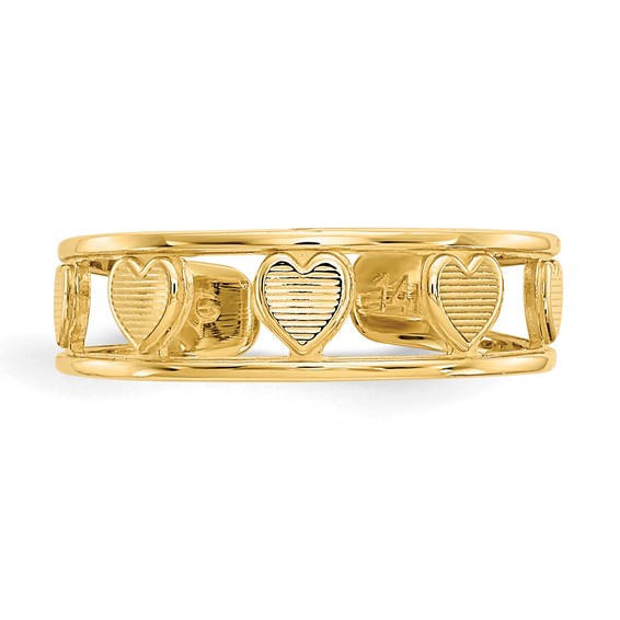 14k Hearts Toe Ring