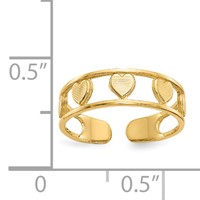 14K Hearts Toe Ring view 3