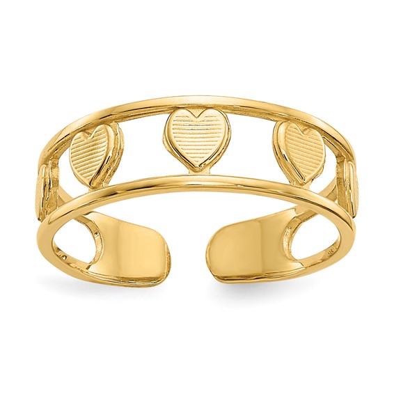 14k Hearts Toe Ring